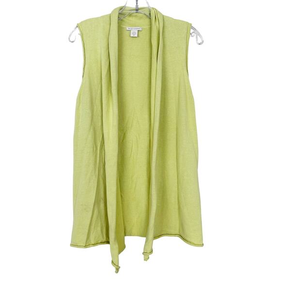 White + Warren Yellow Sleeveless Cardigan Vest Sz M - Picture 1 of 4